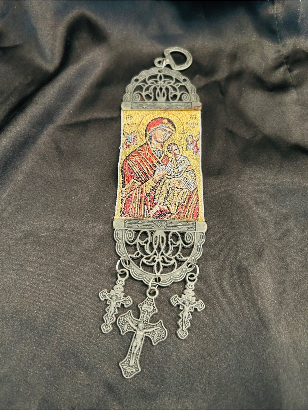 Italian Religious Icon Book Mark with Cross Charms